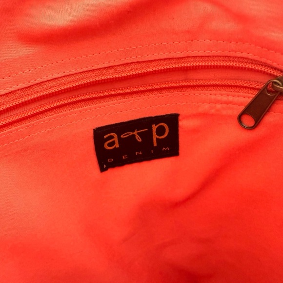 A&P Orange Embroidered Tote Bag Purse Large Boho Artsy Gypsy - MINT - Picture 4 of 7